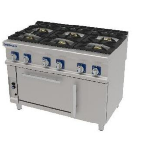 Cocina a gas profesional REPAGAS CG-761 Power Line con 6 fuegos y horno