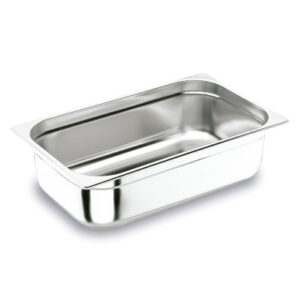 Cubeta 1/1 de acero inoxidable 18/10 para hostelería, medidas 530 x 325 mm, apilable y apta para lavavajillas