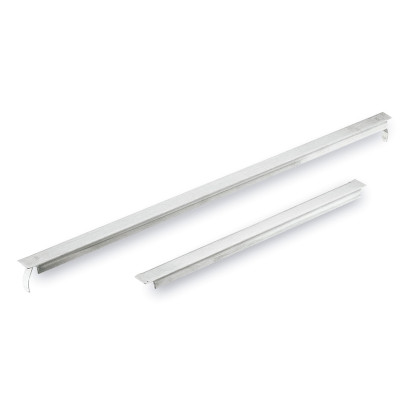 Guía divisoria de acero inoxidable para cubetas Gastronorm, disponible en largos de 53,00 cm y 32,5 cm